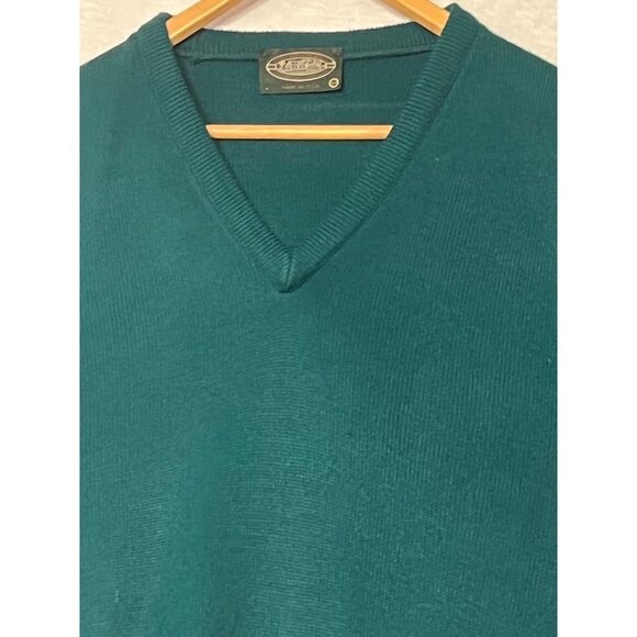 Vintage John Woodhead SWeater Men's MAcrylic V-Neck Sweater Teal Medium Stretch - Picture 3 of 13